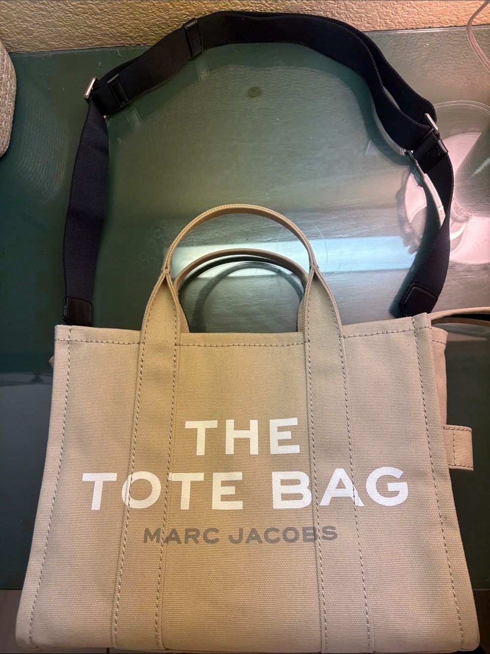 Marc Jacobs Beige The Tote Bag with Black Strap